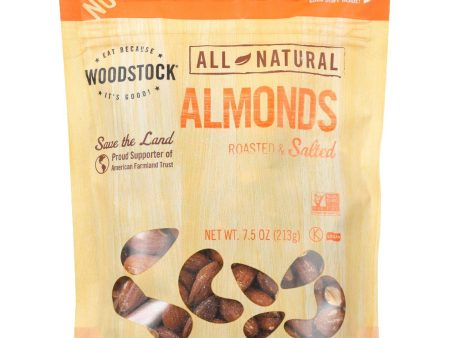 Woodstock Nuts - All Natural - Almonds - Whole - Roasted - Salted - 7.5 Oz - Case Of 8 For Sale