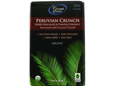 Coconut Secret Organic Chocolate Crunch Bar - Peruvian Dark Chocolate Crunch - Case Of 12 - 2.25 Oz Bars Online Hot Sale