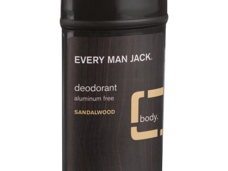 Every Man Jack Body Deodorant - Sandalwood - Aluminum Free - 3 Oz Hot on Sale