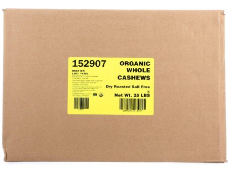 Bulk Nuts Cashews - Organic - Whole - Fancy - Roasted - No Salt - 1 Lb - Case Of 25 Supply