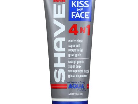 Kiss My Face Shave Cream - Natural Man - 4n1 Moisture - Invigorating Aqua Scent - 6 Oz - 1 Each Fashion