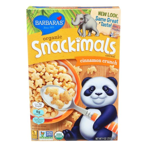 Barbara s Bakery Organic Snackimals Cereal - Cinnamon Crunch - Case Of 12 - 9 Oz. on Sale