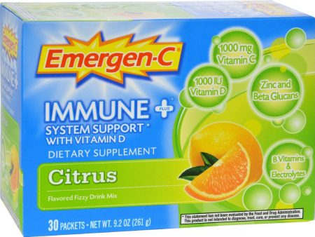 Alacer Emergen-c Immune Plus System Support With Vitamin D Citrus - 30 Packets Online Hot Sale