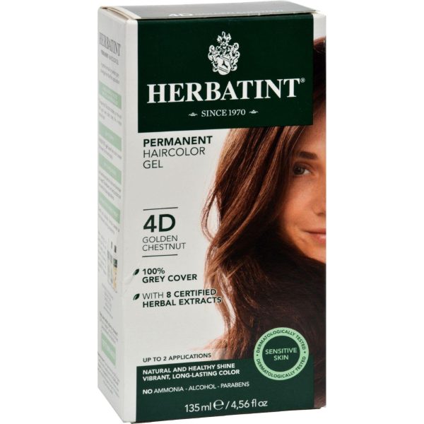 Herbatint Permanent Herbal Haircolour Gel 4d Golden Chestnut - 135 Ml For Cheap