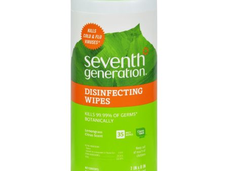 Seventh Generation Disinfecting Wipes - Multi Surface Lemongrass Citrus - 35 Ct - Case Of 12 on Sale