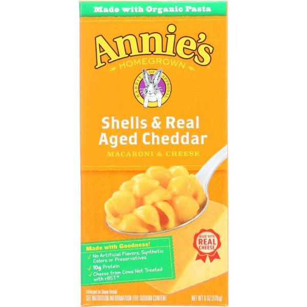 Annies Homegrown Macaroni And Cheese - Organic - Shells And Real Aged Cheddar - 6 Oz - Case Of 12 Hot on Sale