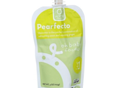 Oh Baby Foods Organic Baby Food - Puree - Level 1 - Pearfecto - 4 Oz - Case Of 6 Sale