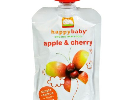 Happy Baby Organic Baby Food Stage 2 Apple And Cherry - 3.5 Oz - Case Of 16 For Discount