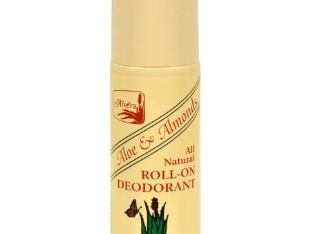 Alvera All Natural Roll-on Deodorant Aloe And Almonds - 3 Oz Online Hot Sale