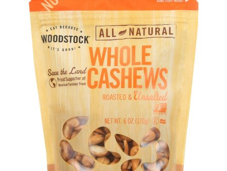 Woodstock Nuts - All Natural - Cashews - Whole - Extra Large - Roasted - Unsalted - 6 Oz - Case Of 8 For Sale