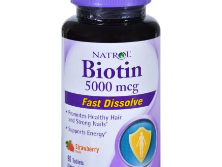 Natrol Biotin - Fast Dissolve - Strawberry - 5000 Mcg - 90 Tablets Supply