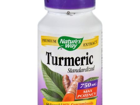 Nature s Way Turmeric - Maximum Potency - 750 Mg - 60 Vegetarian Capsules on Sale