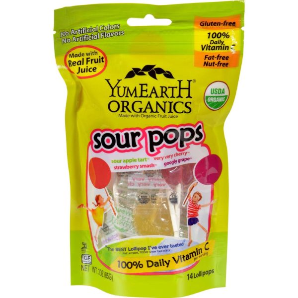 Yummy Earth Organic Super Sour Standup Lollipops - 3 Oz - Case Of 6 Online