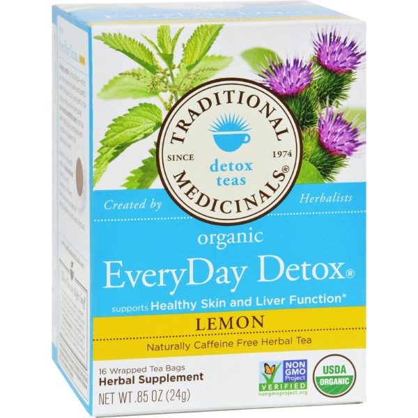 Traditional Medicinals Lemon Everyday Detox Herbal Tea - 16 Tea Bags - Case Of 6 Cheap