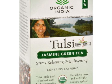 Organic India Tulsi Tea Jasmine Green - 18 Tea Bags - Case Of 6 Online now