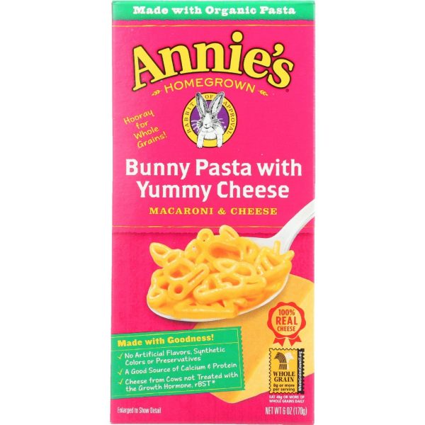 Annies Homegrown Macaroni And Cheese - Organic - Bunny Pasta With Yummy Cheese - 6 Oz - Case Of 12 Discount