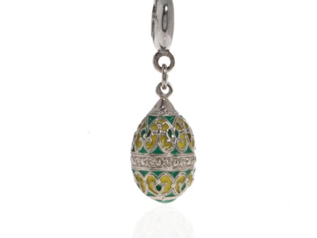 Me Me™ Silver Tone Yellow & Green Scroll Egg Drop Charm Fashion