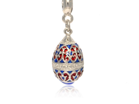 ME ME™ Silver Tone Red & Blue Scroll Egg Drop Charm Sale