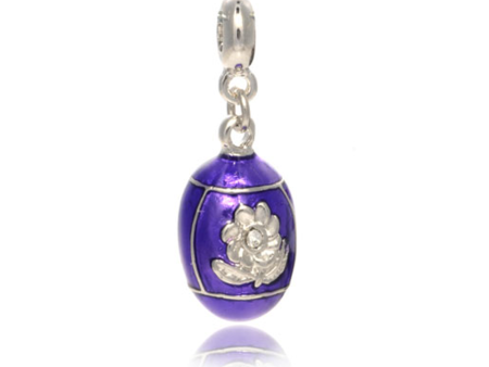 ME ME™  Silver Tone Purple Floral Egg Drop Charm Supply