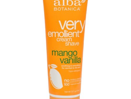 Alba Botanica Very Emollient Cream Shave Mango Vanilla - 8 Oz For Sale