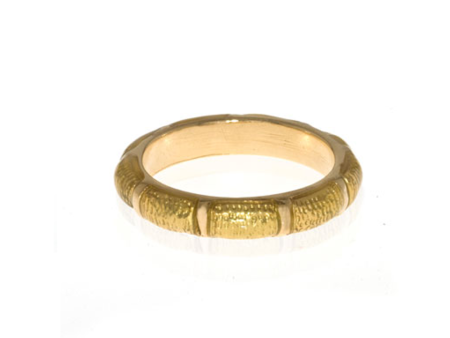 Goldtone Snakeskin Segmented Bamboo Ring For Sale