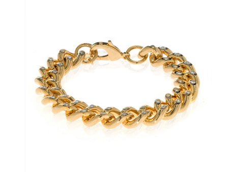 Curb Link Stardust Design Gold Tone Bracelet Online Sale