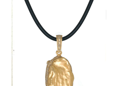 Black Rubber Matte Gold Tone Pendant Necklace Discount