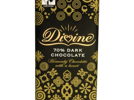 Divine Chocolate Bar - Dark Chocolate - 70 Percent Cocoa - 3.5 Oz Bars - Case Of 10 Supply