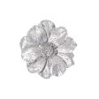 Large Double Rose Silvertone Brooch For Cheap