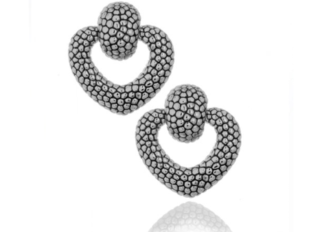 Berry Silver Tone Heart Drop Earrings Hot on Sale