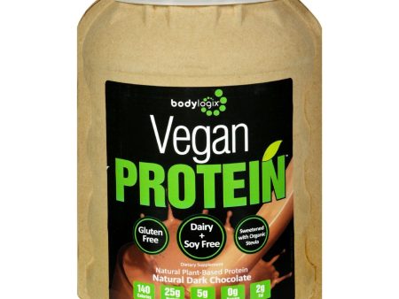 Bodylogix Protein Powder - Vegan Plant Based - Dark Chocolate - 1.85 Lb For Sale