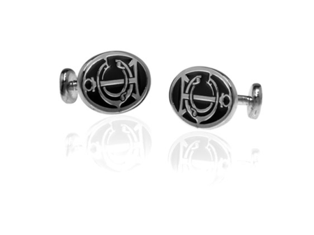 Grand Central Black Silvertone Cufflinks Discount