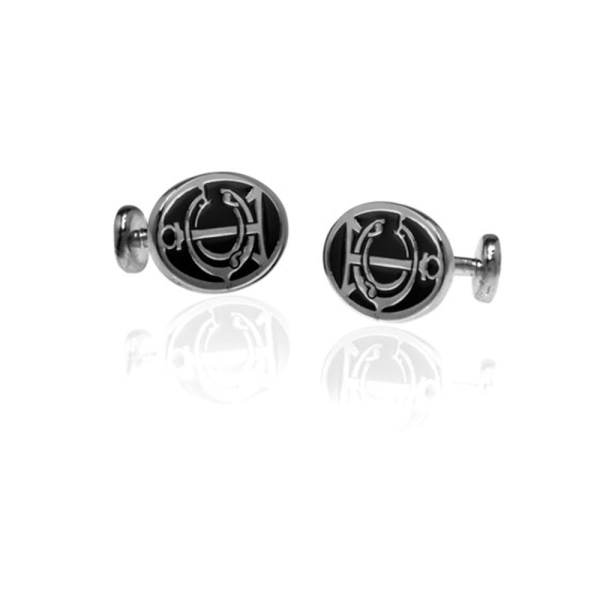 Grand Central Black Silvertone Cufflinks Discount