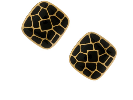 Italian Riviera Black Square Button Earrings Supply