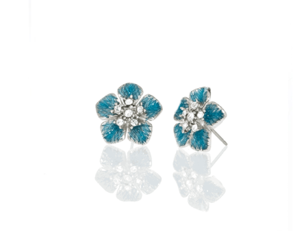 Celestial Blue Small Flower Earrings Online Sale