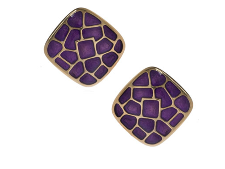 Italian Riviera Amethyst Square Button Earrings Hot on Sale