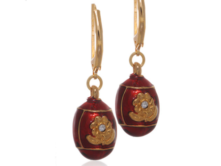 St. Petersburg Red Floral Egg Drop Earrings For Discount