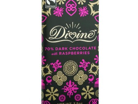 Divine Chocolate Bar - Dark Chocolate - 70 Percent Cocoa - Raspberries - 3.5 Oz Bars - Case Of 10 For Cheap