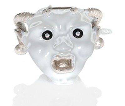 White Goldtone Horned Gargoyle Charm Online Sale