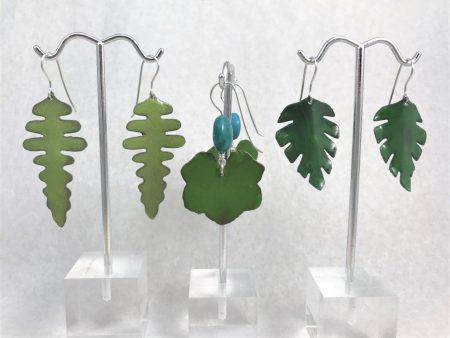 One of a Kind Enamel Leaf Earrings Online Sale