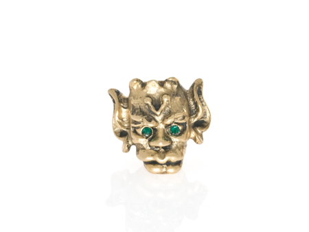 Antique Goldtone Goblin with Emerald Eyes Discount