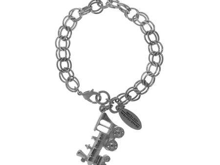 Grand Central Silvertone Locomotive Charm Bracelet For Sale