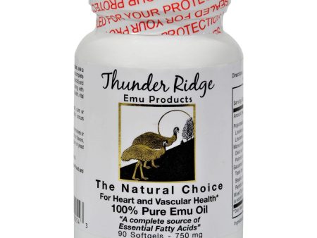 Thunder Ridge 100% Pure Emu Oil - 750 Mg - 90 Softgels For Sale