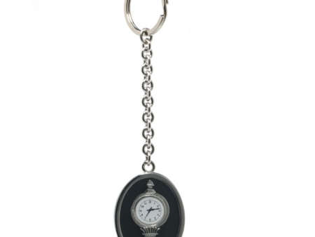 Grand Central Black Silvertone Clock Keyring For Cheap