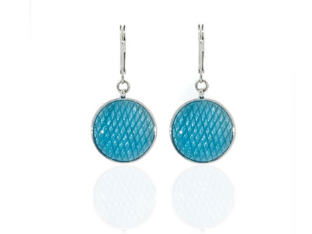 Celestial Blue Small Snakeskin Disc Earring For Sale