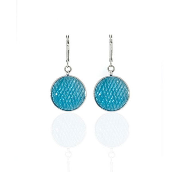 Celestial Blue Small Snakeskin Disc Earring For Sale