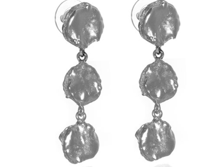 Matte Silver Tone Triple Drop Post Earring Online