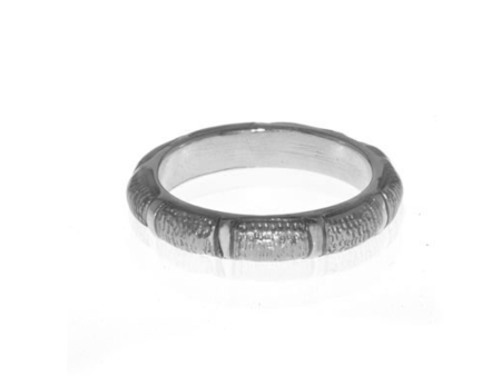 Silvertone Snakeskin Segmented Bamboo Ring Online now