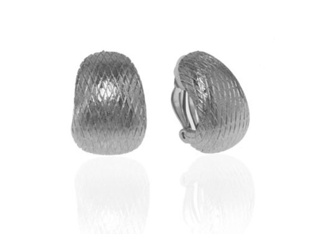 Snakeskin Silvertone Button Earring Online now