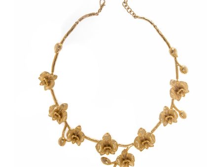 18  Goldtone Orchid Necklace Fashion